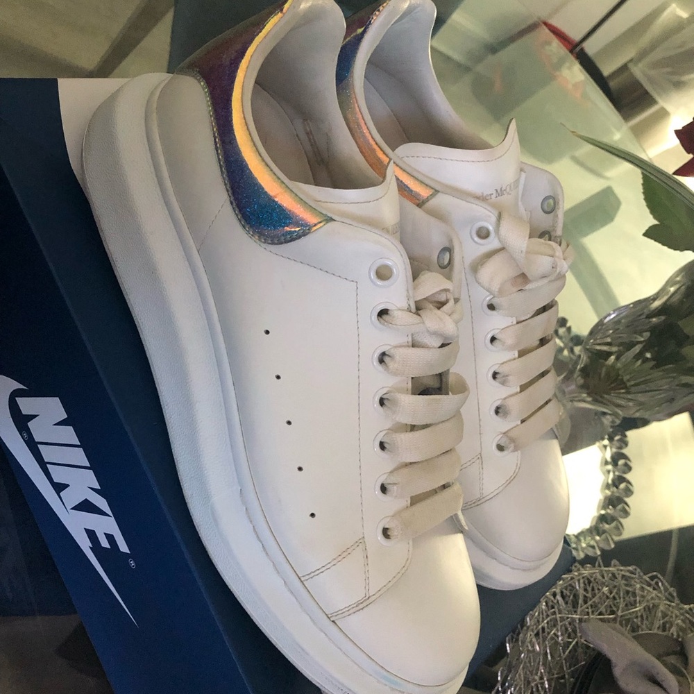 McQueen White and Silver Sneakers
